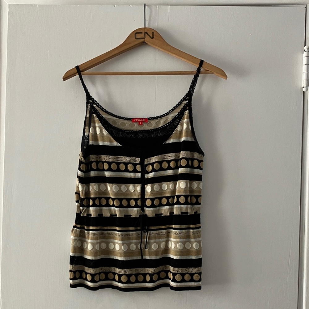 Made in France Vintage Boho Crochet Camisole Cotton Blend - L